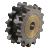 MAE-DKR-ZREG-16B-1-C45-50HRC - Double-Sprockets ZREG for two Single-Strand Roller Chains DIN ISO 606 (ex DIN 8187), Teeth induction hardened, 2 x ISO 16 B-1, Pitch 1“ x 17.02mm