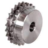 MAE-ZKR-ZRR-08B-2 - Double-Strand Sprockets ZRR from Stainless Steel, with One-Sided Hub, ISO 08 B-2, Pitch 1/2x5/16"