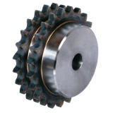 MAE-ZKR-ZRG-08B-2-C45-50HRC - Double-Strand Sprockets ZRG with Hub, ISO 08 B-2, Pitch 1/2 x 5/16", Material C45, Teeth induction hardened
