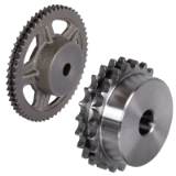 MAE-ZKR-ZRS-06B-2 - Double-Strand Sprockets, One-Sided Hub, ISO 06 B-2, Pitch 3/8 x 7/32", Material C45