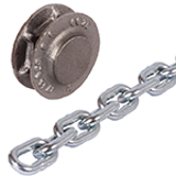 Round steel chain DIN 766 A und toothed / untoothed reel wheels