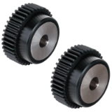 MAE-STZR-M2.5-B25-PA12G-SW-ST-KERN - Spur Gears Made From Plastic black, with Steel Core, Module 2.5, Tooth Width 25 mm
