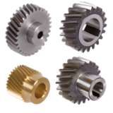 Spur Gears Made from Brass and Steel, Helical Tooth System