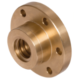 DIN103-EBF-FLM-2GG-RG7 - Ready-to-Install Flange Nuts with Metric ISO-Trapezoidal Thread DIN 103, Red brass Rg7, Double-thread, right hand