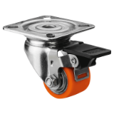 MAE-KP-LR-FST-PL - Compact castor with perforated plate, swivel castor with brakes, TPU wheel