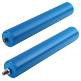 MAE-TR-KST - Rodillos de soporte de plástico, azules, eje de resorte y rosca exterior