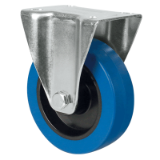 MAE-TR-BR-VG-BL - Transport castors, fixed castors with perforated plate, elastic solid rubber wheel blue
