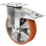 MAE-TR-LR-FST-PL-PU - Transport castors, swivel castors with brakes and perforated plate, PU bandage