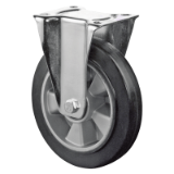 MAE-TR-BR-EVS - Ruote per il trasporto, ruote fisse con piastra forata, ruota elastica in gomma piena, nero