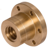 DIN103-EFM-FLM-1GG-RG7 - Ready-to-Install Flange Nuts EFM with Metric ISO-Trapezoidal Thread DIN 103, Red brass Rg7, Single-Thread, right and left hand